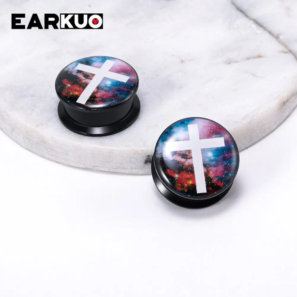 EARKUO New Acrylic Sheep Head Dinosaur Pentagram Moon Ear Tunnels Plugs Piercing Body Jewelry Earring Gauges Expanders 2PCS