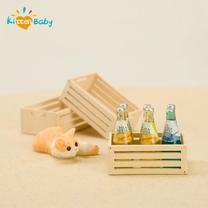 1:12 Dollhouse Miniature Furniture Wooden Mini Storage Basket Fruits Vegeable Box Model Doll House Home Decoration Accessories