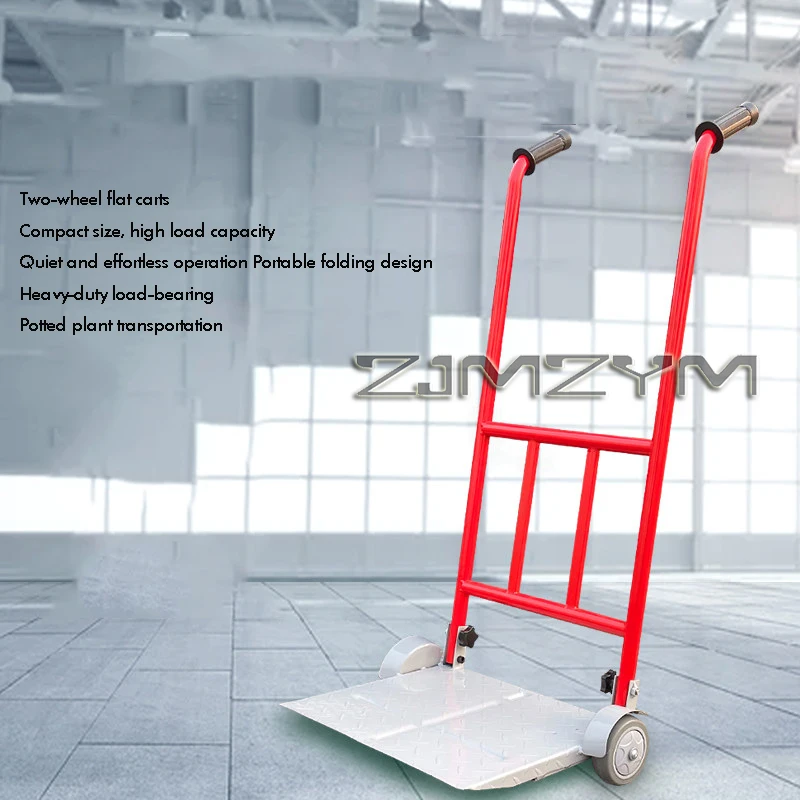 Foldable Two-Wheel Utility Cart, Portable Flatbed Hand Truck for Cargo & Potted Plants, Household Moving Platform Trolley