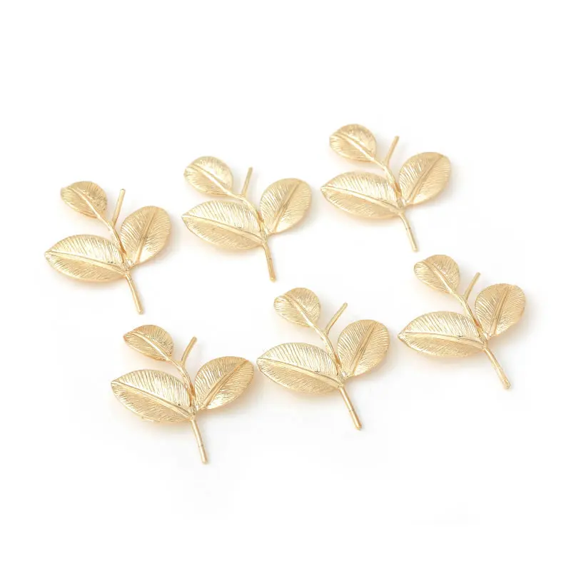 10PCS 18K Gold Color Brass No Hole Tree Leaves Charms Pendants High Quality Diy Jewelry Accessories Rosediy official-website