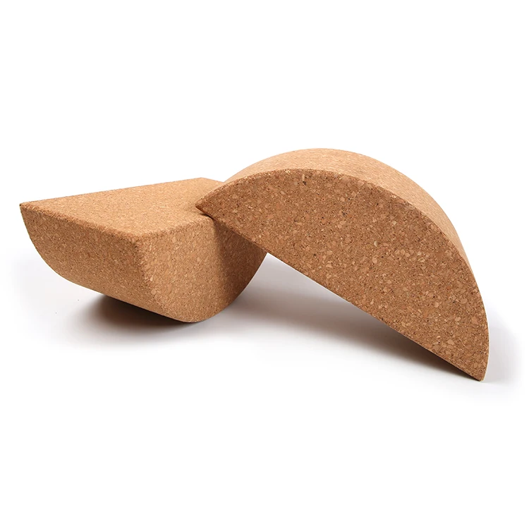 Customized LOGO Custom High Density Resilient Semicircle Eco-friendly Natural Cork Yoga Blocks for Improving Balance