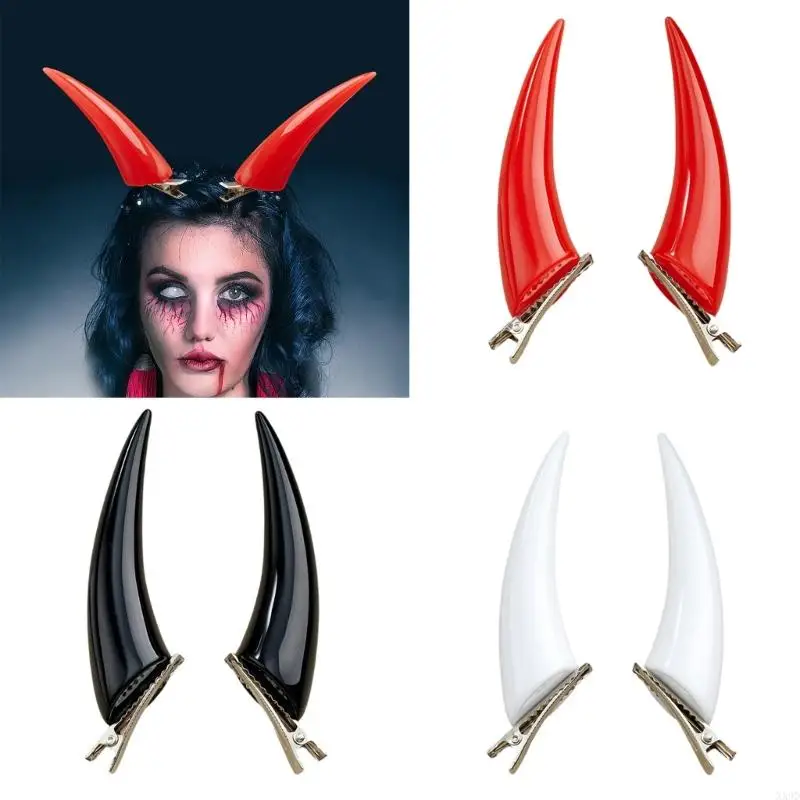 1pair Cosplay Gothicism Styles Hairpin Devil Horn Hair Clip Unique Cosplay Hairclip for Halloween Party and Festival Costumes