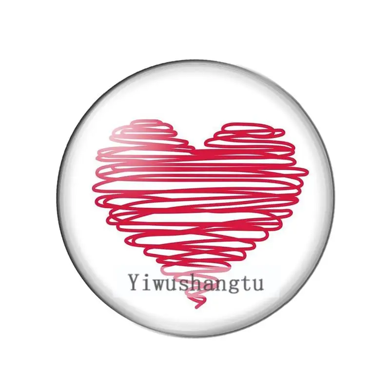 New sweet heart love valentine\'s day 8/10mm/12mm/18mm/20mm/25mm Round photo glass cabochon demo flat back Making findings ZB0543