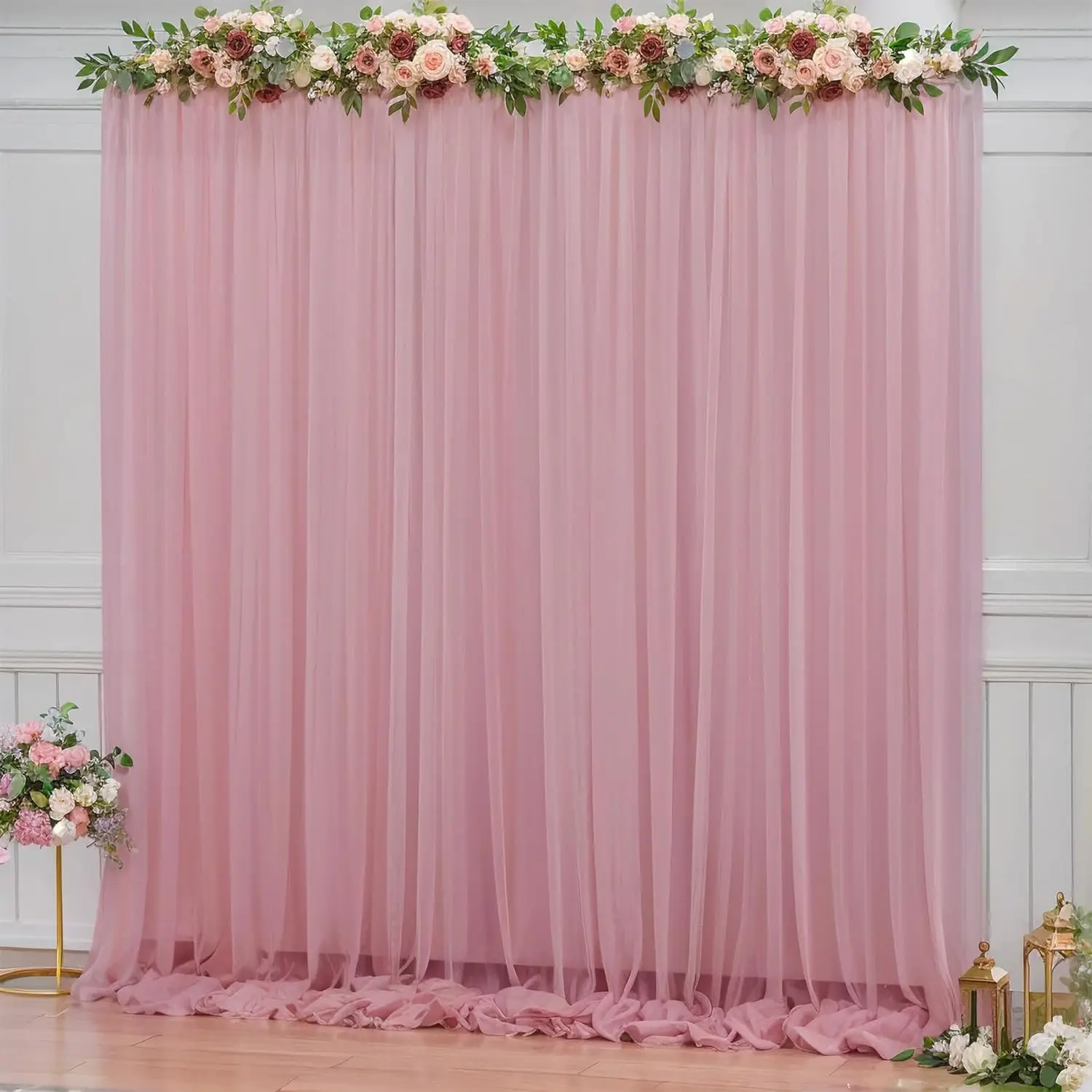 1PC Sage Green Chiffon Backdrop Curtains, Sheer Fabric Backdrop Drapes Drapes for Bridal Shower Wedding Arch Party Decoration