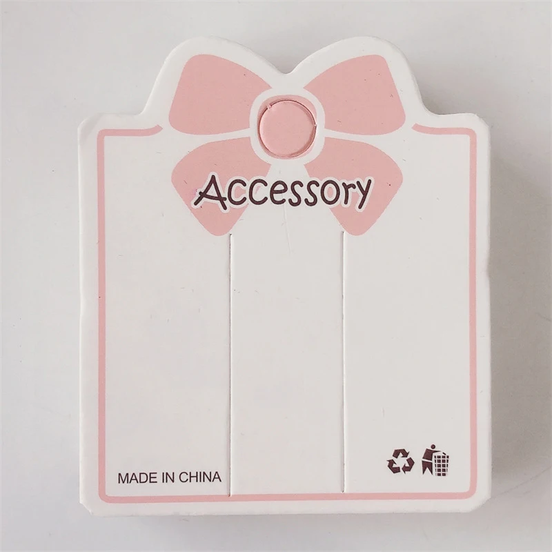 50PCS Pink Bowknot 2 Pores Display Paper Card Tag For Bracelet Jewelry Hair Accessories Holder Packaging Supplies Small Tool