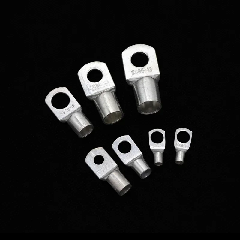 5Pcs SC Type Wire Nose Terminal SC35 SC50 SC70 SC95 Bare Copper Battery Block Lugs Hole ID 6 8 10 12mm Crimp Wire Connectors