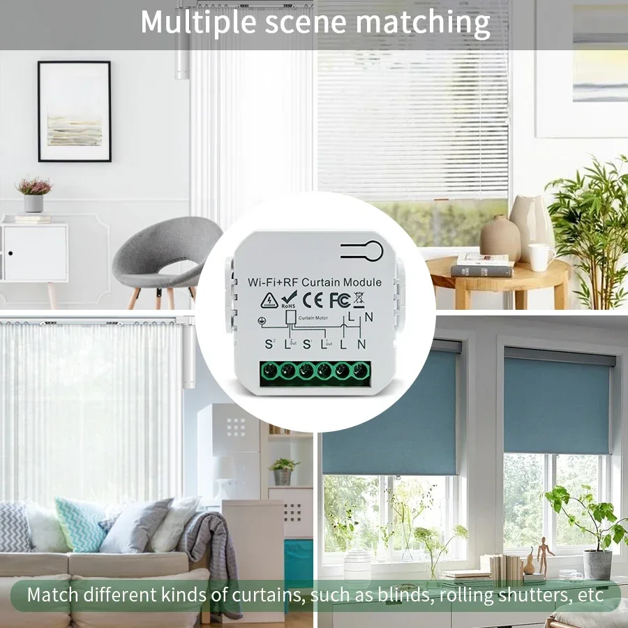 Tuya Wifi Smart Switch with RF 433MHz Remote for Curtain Shutters Roller Blinds Projector Screen Window Shade Alexa Google Home