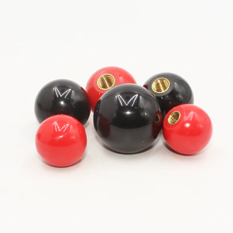 2Pcs Red Black Copper Core /Bakelite Core/Iron Core Ball Lever Knob Machine Tool Replacement Round Handle M4 M5 M6 M8 M10 M12