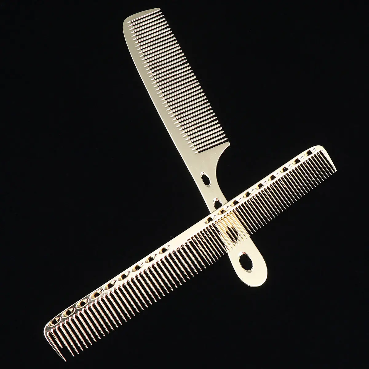 2Pcs Stainless Steel Hair Comb Set Golden Large Size Smooth Teeth Massage Scalp Stimulating Hairdressing Accessories Hair Spray