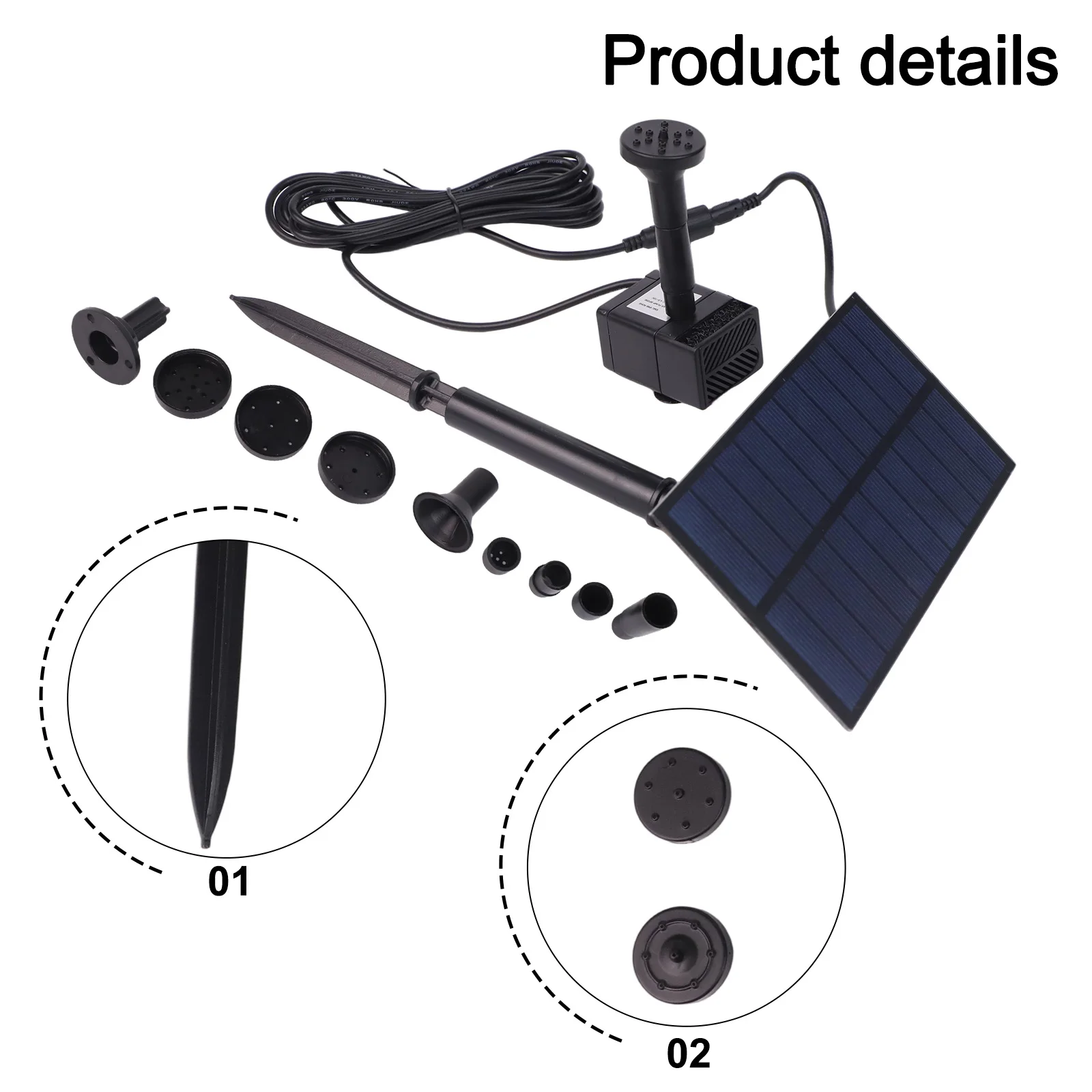 For Aquariums Garden Fountain For Water Features 14.5*9*5cm Efficient Solar Water Pump Water Spray Height 50cm