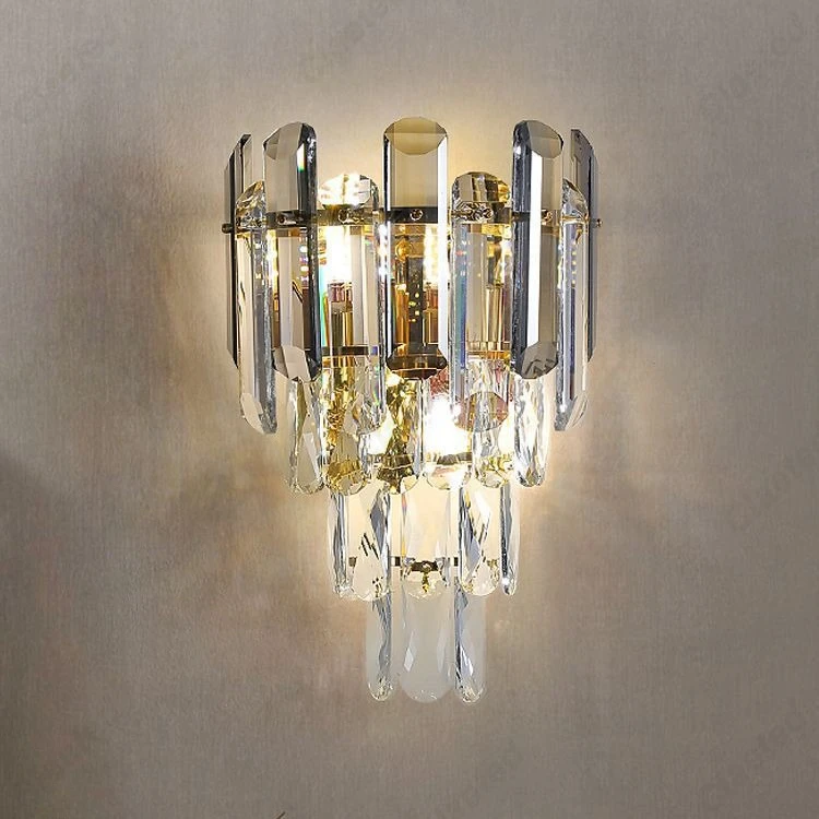 Luxuriöse Kristall-Wandleuchte Schlafzimmer Bettkopfleuchte Wohnzimmer Akzentbeleuchtung Skandinavische Treppenhaus Flur Wandlampe