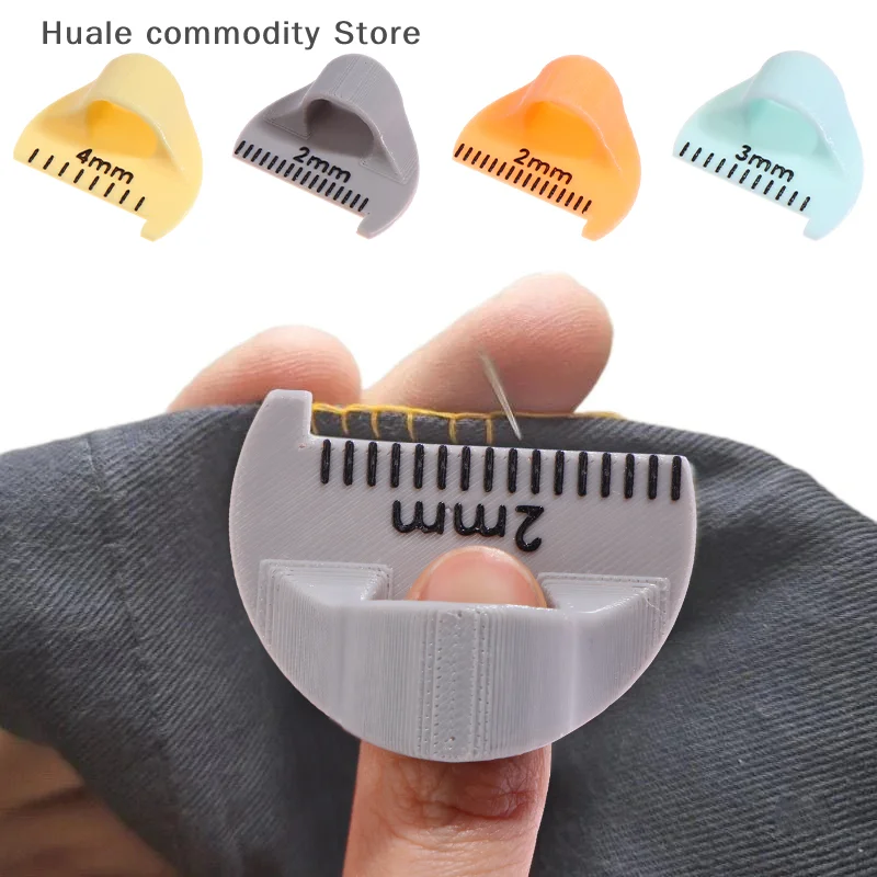 Herramienta de medición de calibre de aguja de coser, plantilla de costura de regla de dedo para puntadas iguales, Protector de dedo, herramienta de guía de costura DIY