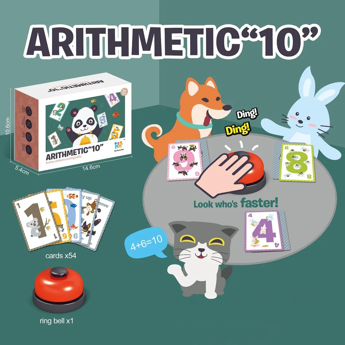 Parent Child Interaction ARITHMETIC“10” Digital Card Mathematics Plus Method Early Education Toy Kids Board Game