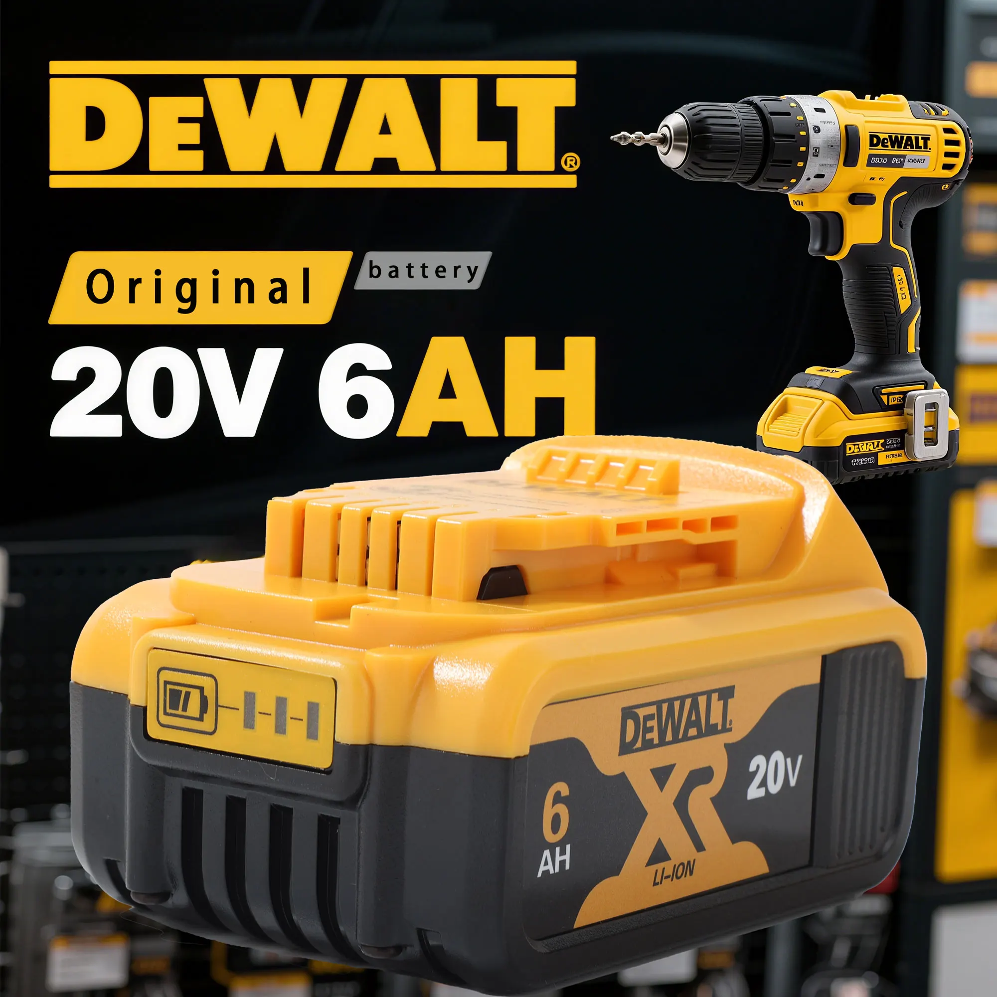 Originální baterie Flexvolt DEWALT 20V/60V DCB606 DCB182 DCB205 DCB206 DCB209 pro elektrické nářadí 20V baterie 5AH 6AH 9AH Dewalt - náhled 2