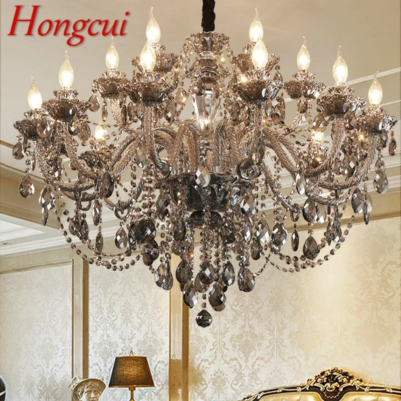 

Hongcui Luxurious Style Crystal Pendant Lamp European Candle Lamp Art Living Room Restaurant Bedroom Villa Chandelier