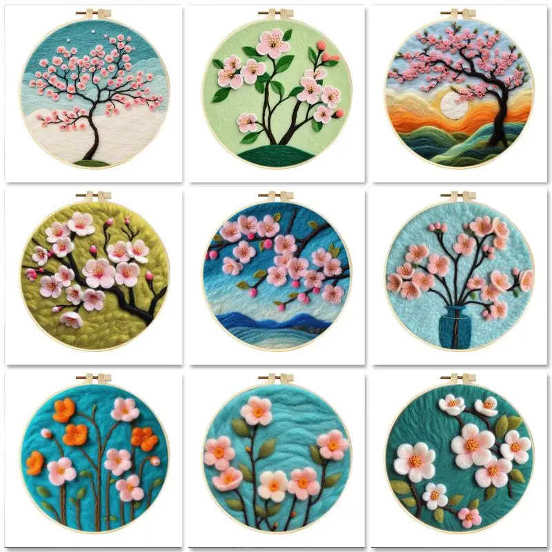 

GATYZTORY 20x20cm Frame With Painting DIY Felting For Beginner Wool Embroidery Kit Animals Painting Needle Wool Handcraft Gift
