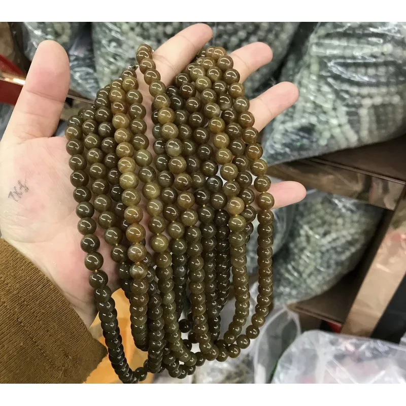 Hotan Qiemo Sugar Necklace 8Mm Buddha Round Beads Jade Bracelet Accessories