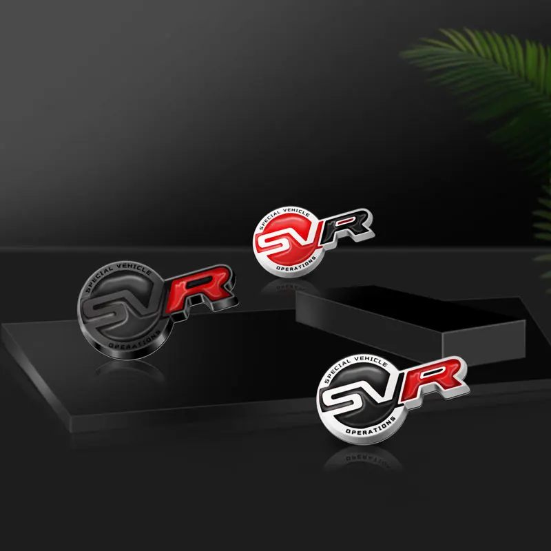 Logo de Metal SVR para Interior de coche, emblema para volante, insignia para ventana, pegatina para Evoque Defender Discovery, 1 piezas