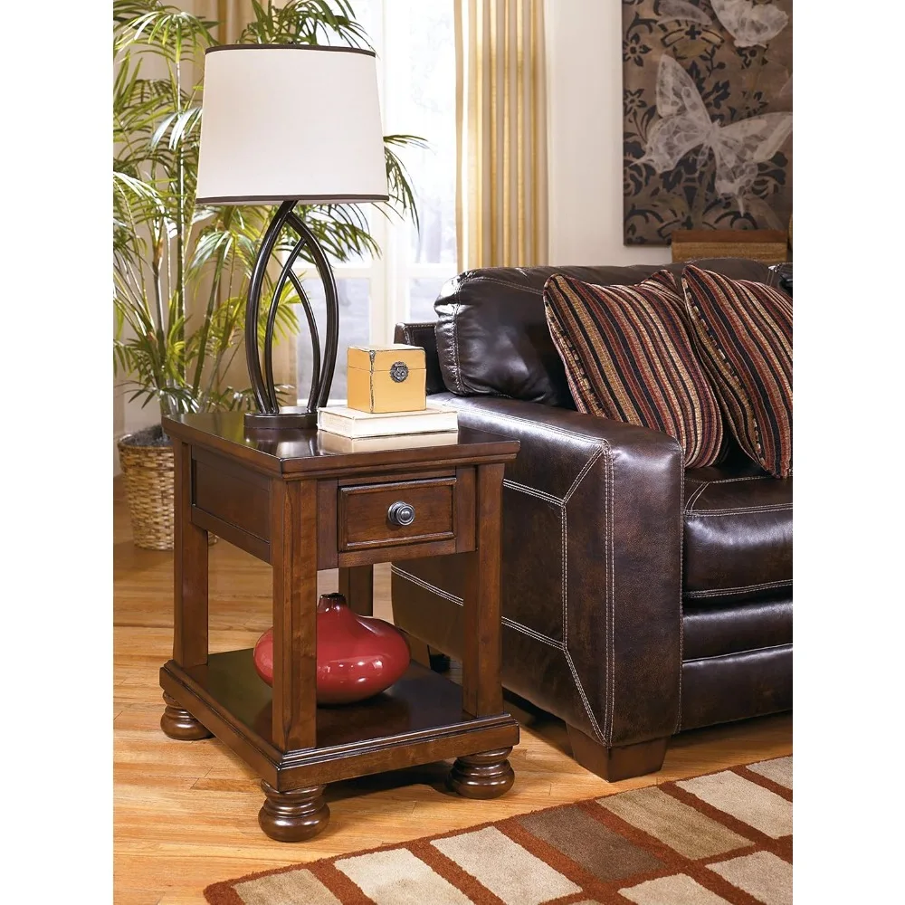 Porter Traditional Hand-Finished Rectangular Chair Side End Table, Dark Brown