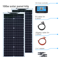 100W OR 50W 12 Volt Flexible Solar Panel monocrystalline Portable Charger Power 50 Watt 12V Battery for RV car boat cabin home