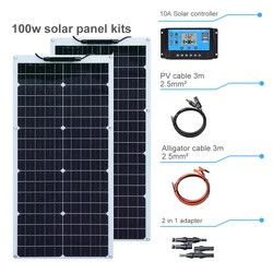 12 V 50 W Elastyczny panel słoneczny LUB 100 W monokrystaliczna przenośna ładowarka Zasilanie 12 V Akumulator do kampera samochodowego kabiny łodzi domowej Solar Panel 50W / 100W