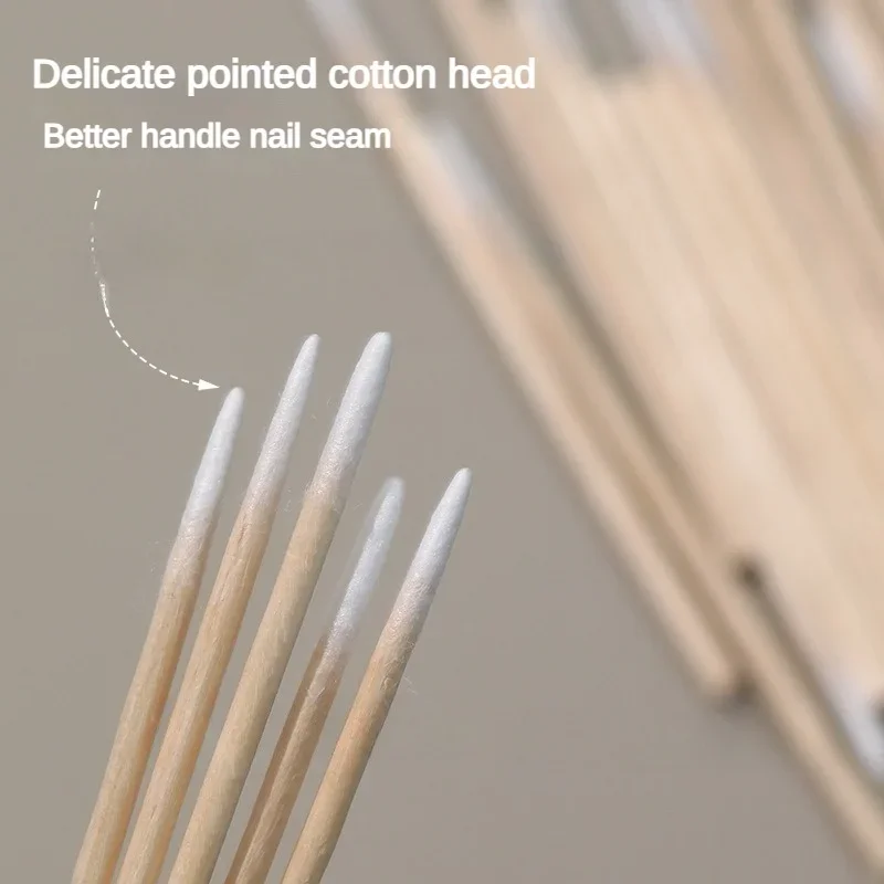 100/300 Pcs Nails Wooden Tip Cotton Stick Buds Disposable Ultra-Detail Corrector Nail Polish Remover Clean Sticks Manicure Tools