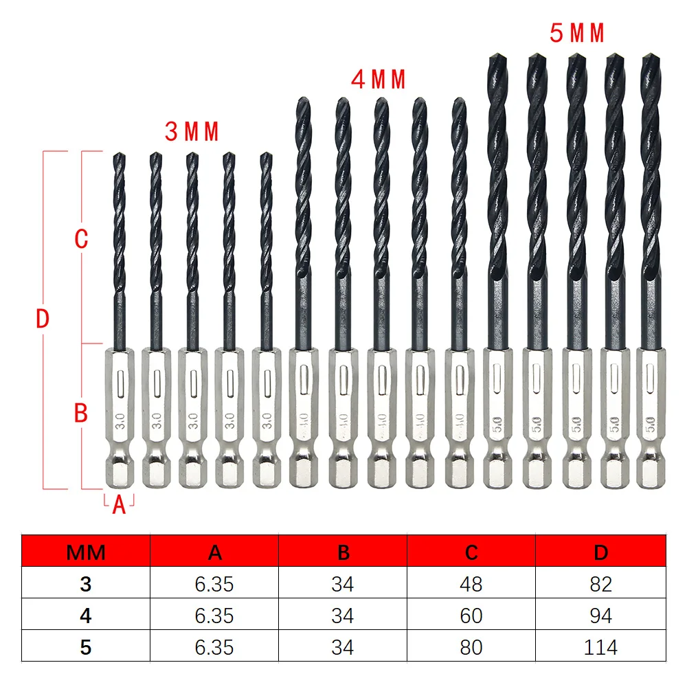 Imagem -05 - High Velocidade Steel Nitriding Drill Grupo Hexagonal Handle Black Twist Madeira Metal mm mm mm 6.35 mm Pcs 15 Pcs