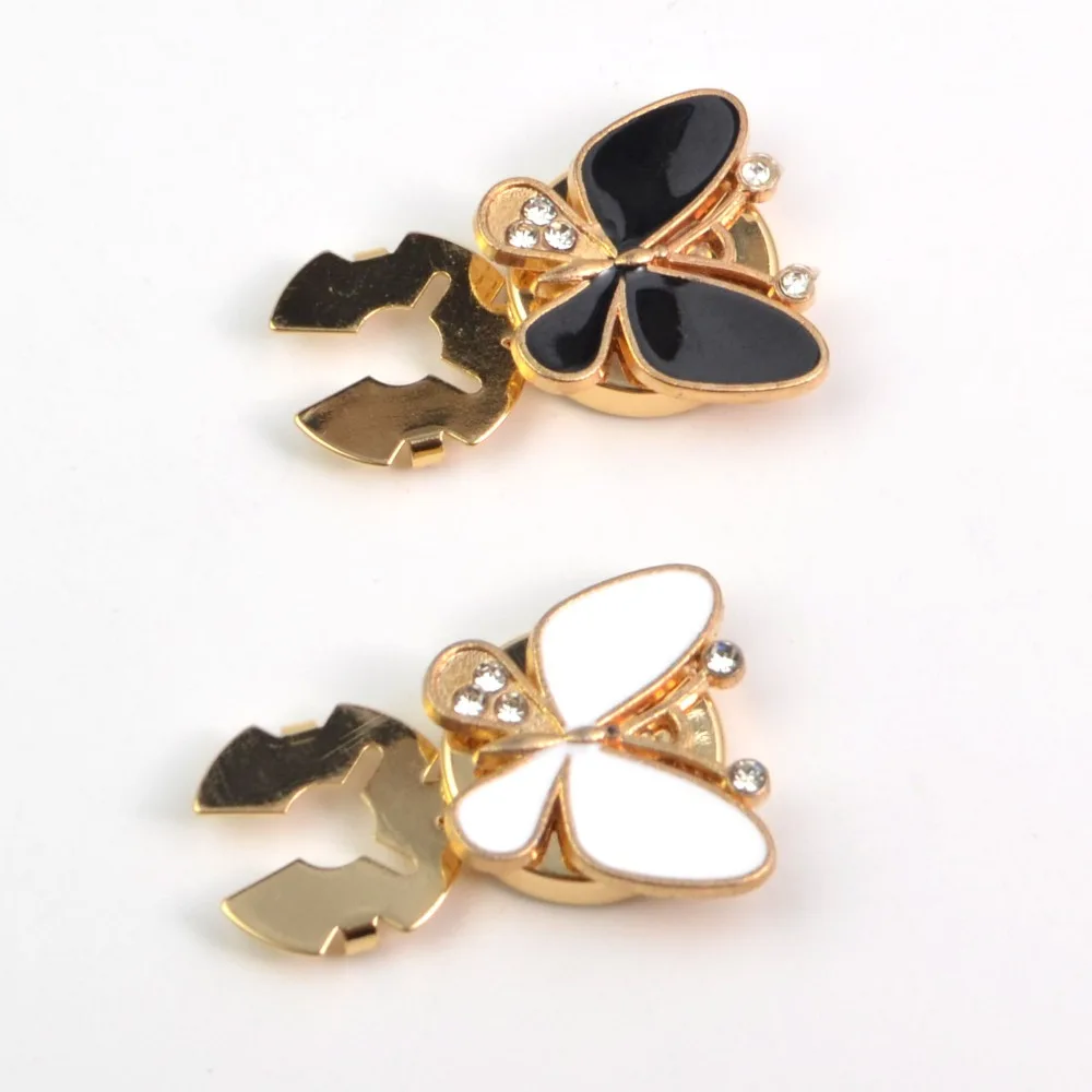 2PCS Button Cover Fashionable and Simple Small Fragrance Style Black and White Butterfly Cufflinks Shirt  Collar Decoration Set
