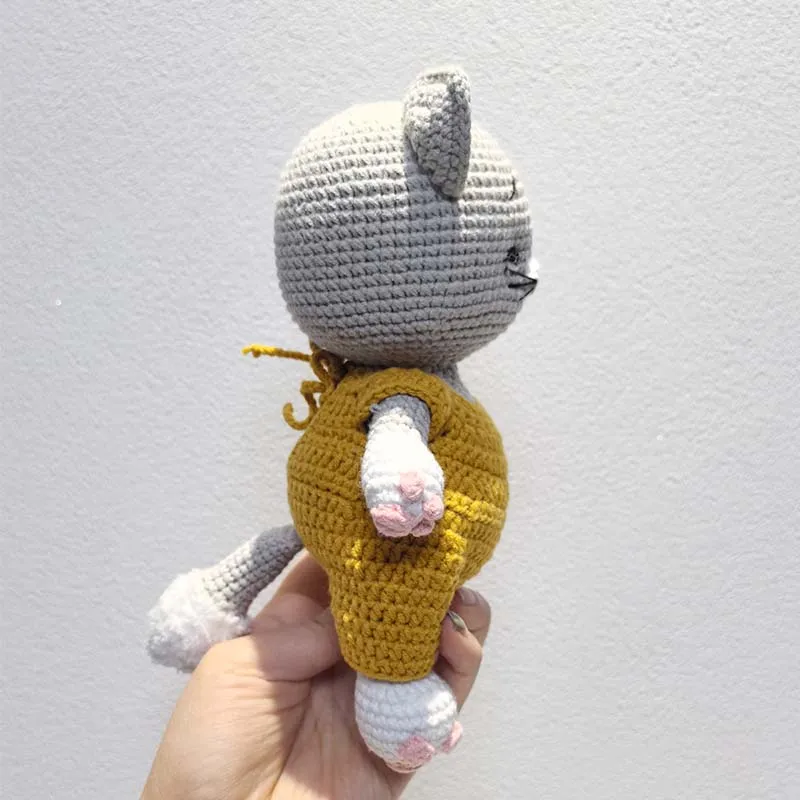 Bebê crochê gato de pelúcia algodão crochê bonecas feitas à mão pequenos animais amigurumi crochê plushies brinquedo boneca terminada