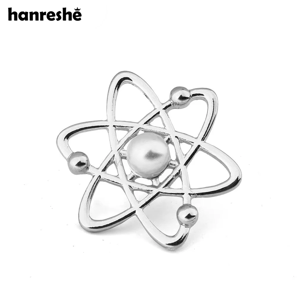 Hanreshe-broche de alfiler médico de ciencia, melodía de átomo, símbolo de protones, núcleo neutro, perla, insignia de solapa, joyería médica para médico