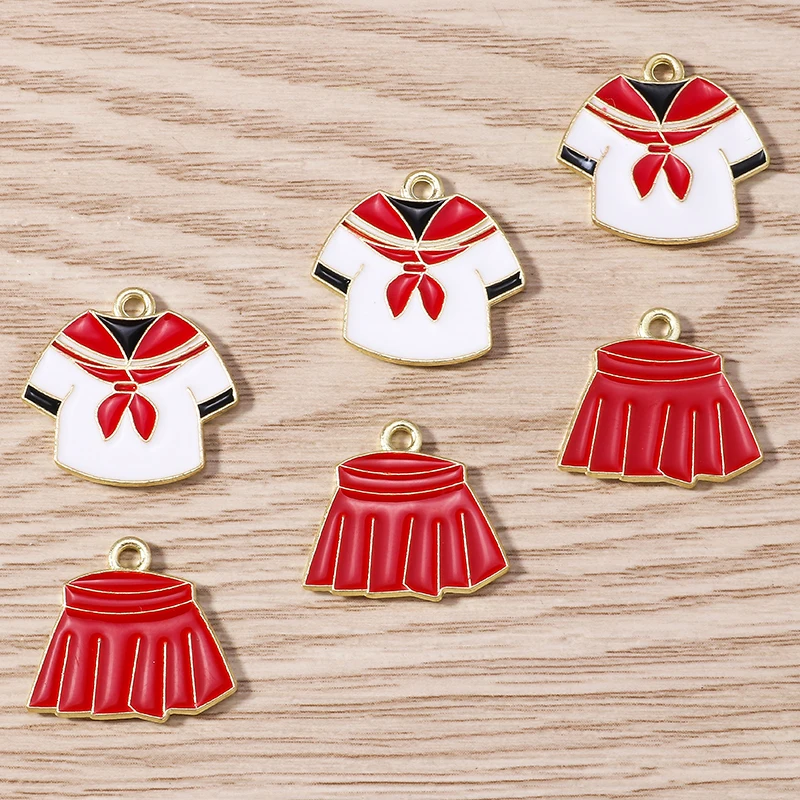 Tusember 20 Stück Emaille-Mädchen-Lolita-Kleid-Anhänger, Matrosen-Uniform-Anhänger für Ohrringe, Armbänder, Halsketten, Schmuckherstellung, Zubehör – Detail 2