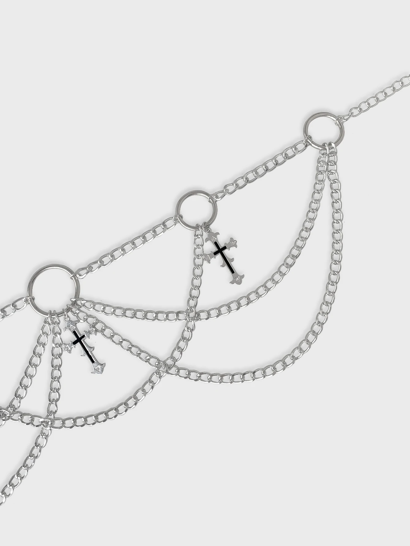 HERSHINE Women's Silver Fashion Cross Chain Metal Waist Chain, Y2K Gothic, Harajuku, Punk, Rock, Hip Hop, Cosplay，spring，summer