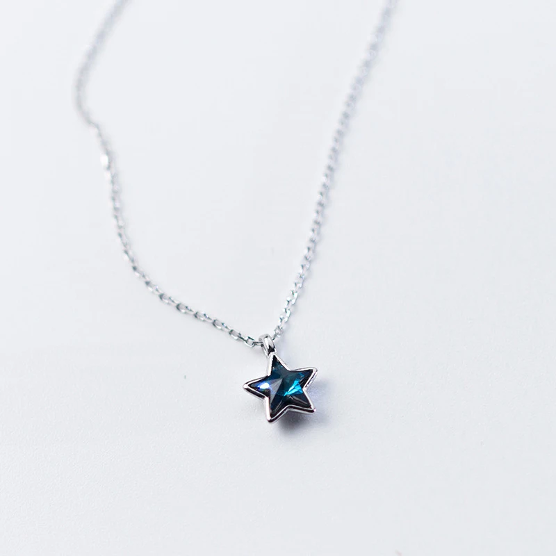 Modian New 925 Sterling Silver Retro Mini Blue Star Charms Pendant Necklace Fit Women Adjustable Necklace Original Fine Jewelry