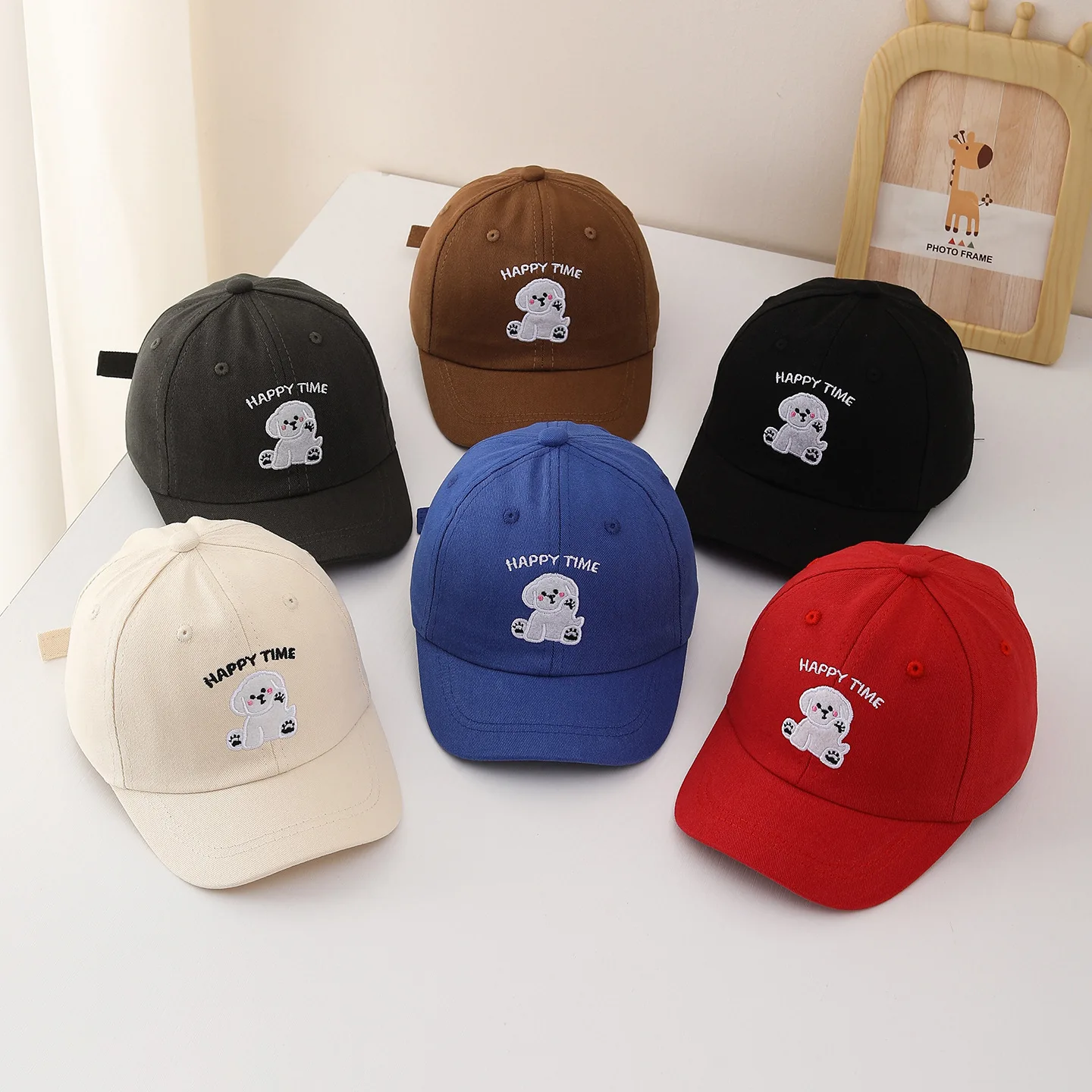 Cartoon-Hundchen Bestickte Baby-Baseballkappe Verstellbare Baumwoll-Kleinkind-Mütze Frühling Sommer Kinder Jungen Mädchen Sonnenhüte
