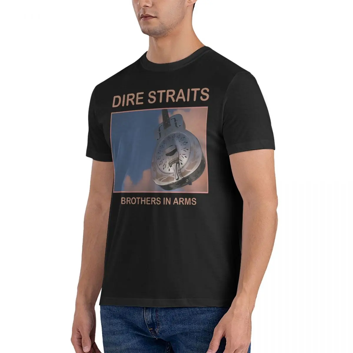 Rock And Roll Men's T Shirt D-Dire Straits Vintage Tees Short Sleeve Round Neck T-Shirts Pure Cotton New Arrival Tops