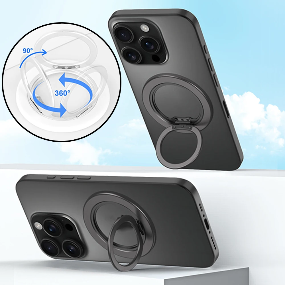Ultra-Thin Magnetic Phone Grip for MagSafe, Strong Magnet Phone Ring Holder, Includes Metal Ring Compatible with iPhone, Android