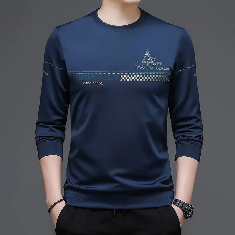 Fashion Trend Men\'s Printed Sweatshirts Autumn Winter All-match Long Sleeve Comfortable Round Neck Pullovers Tops Male Clothes