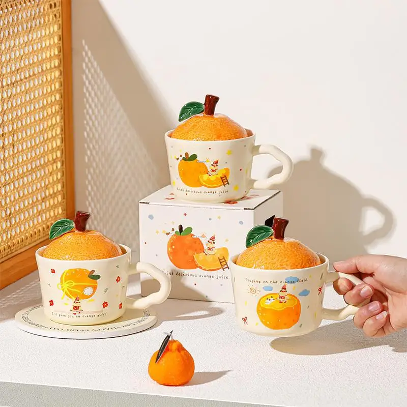 لطيف الكرتون أنيمي المحيطة البرتقال نموذج السيراميك المنزل مكتب القدح فتاة لطيف القهوة الحليب موضة لوازم المنزل كوب ماء هدية #6