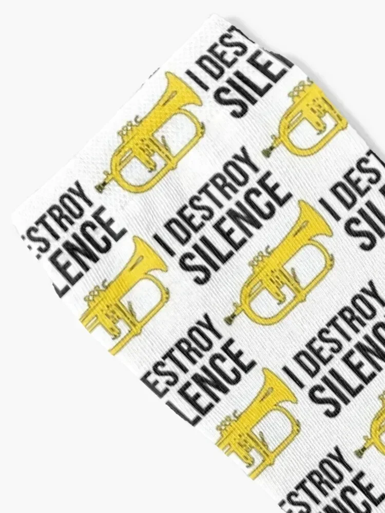 Flugelhorn - I DESTROY SILENCE - Marching Band, Concert Band Socks anime funny gifts summer Luxury Woman Socks Men's