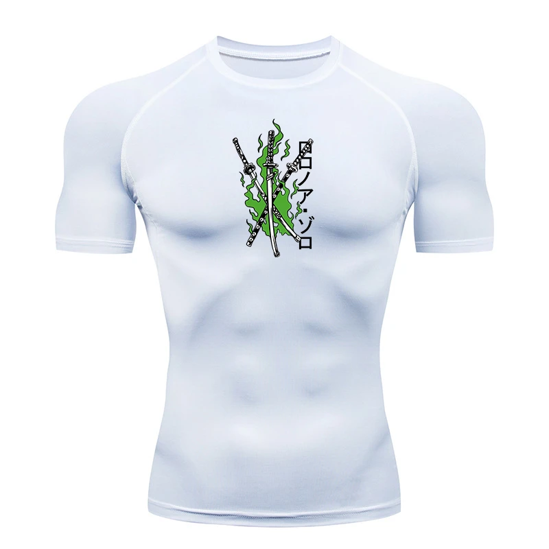 Graphic Compression Shirts for Men Athletic Quick Dry Stretch Tshirts Tops Gym Workout Running Baselayers Undershirts Rash Guard