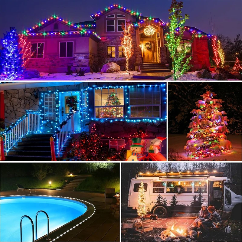 Solar RGBIC Lights String Outdoor Dreamcolor Fairy String Lights Solar Powered with Remote, Multicolor Smart Fairy String Lights