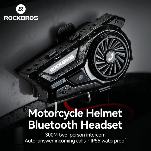 ROCKBROS-auriculares para casco de motocicleta, interfono impermeable de 300M para Moto, BT6.0, reducción de Control de voz, batería de 1000mAh