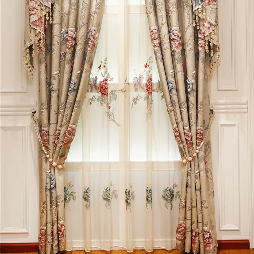 

High Quality European Luxury and Elegant Jacquard Window Curtains for Living Dining Room Bedroom Villa Study Hotel Apartment