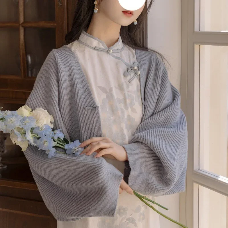 

Autumn Winter Coats Female Minority Classical Knitting Cardigan Women Chinese Style V-neck Vintage Chic Gentle All-match Short