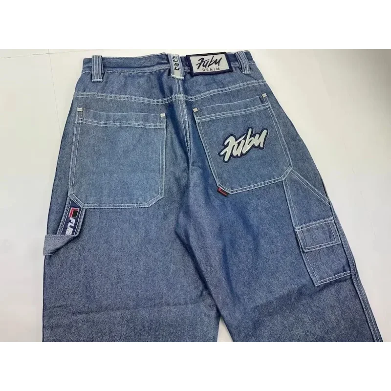 

FUBU Jeans Retro Loose Jeans Men Women Harajuku Hip Hop Rock Fashion Streetwear Trousers High Street High Waist Wide Leg Jeans