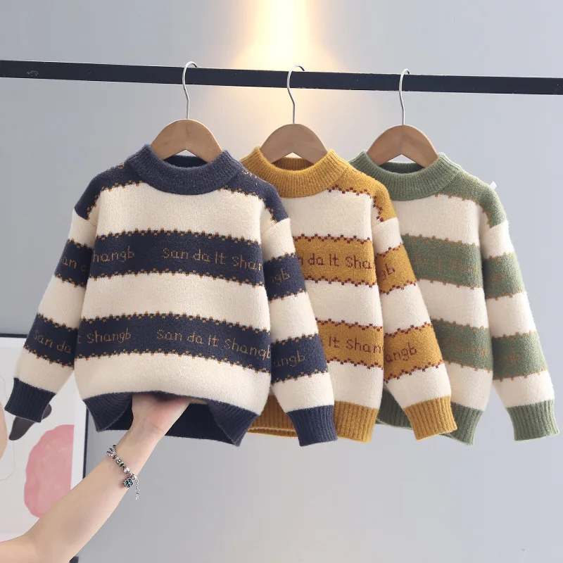 

Boy's Knitwear Pullover Fall Winter Little Boy Korean Style Loose Outer Wear Children's Knitted Clothing Bottoming Shirt IY08081