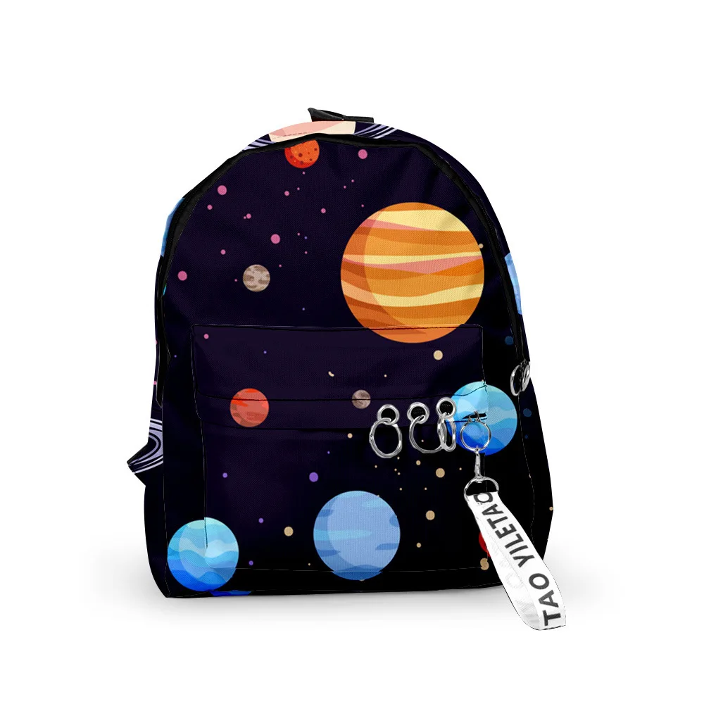 Cartoon Popular Funny Planet Space School Bag Cute Small Travel Bags 3D Print Oxford Waterproof Key Chain Notebook Backpacks