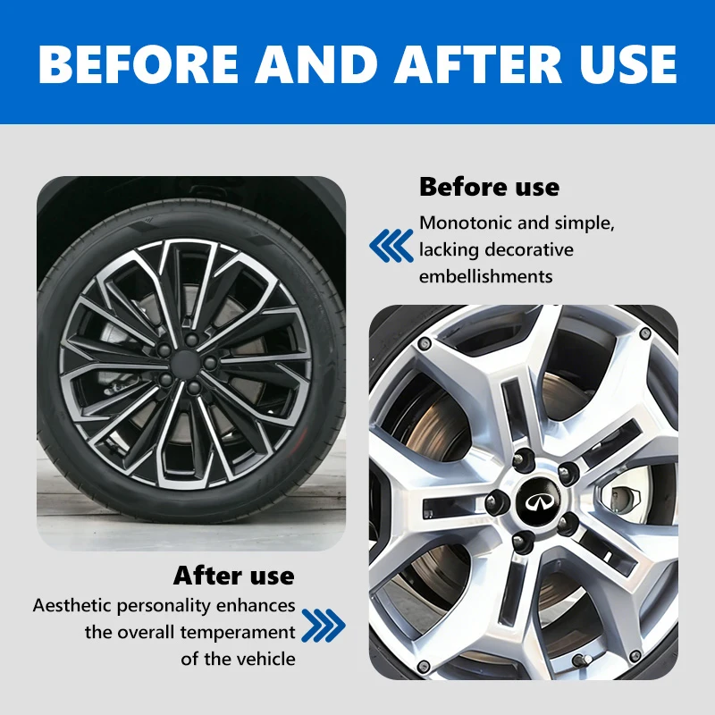 56mm Aluminum Car Wheel Center Hub Cap Sticker Decoration Accessories For Infiniti FX35 Q30 G37 QX70 G35 QX50 QX60 QX80 QX30 view 3