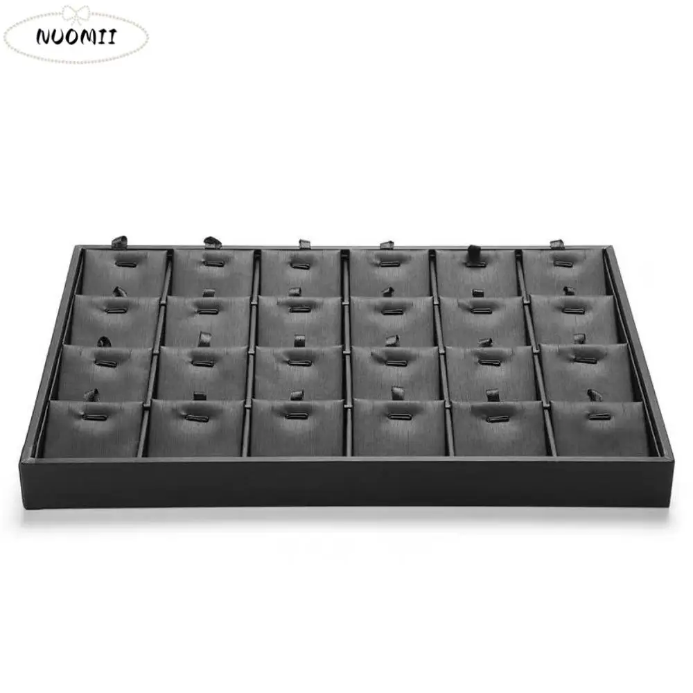 

Stackable Jewelry Display Tray Black Multi Compartments Bracelets Storage Organizer Flat Bottom Removable Dividers