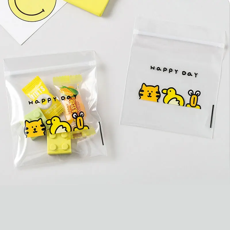 50 個 20 個かわいい漫画 PE ジッパーバッグ透明プラスチックセルフシールバッグ DIY ジュエリーカード包装袋スナックおもちゃポーチ